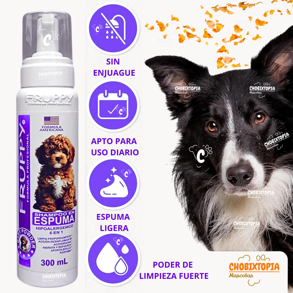 ESPUMA SHAMPOO FRUPPY HIPOALERGENICO PERROS x 300 mL