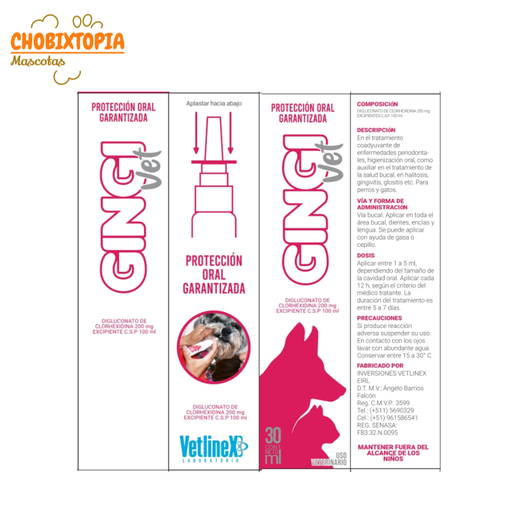 GINGIVET SOLUCIÓN ORAL ANTIBACTERIANA PARA MASCOTAS PERRO GATO x30 Ml