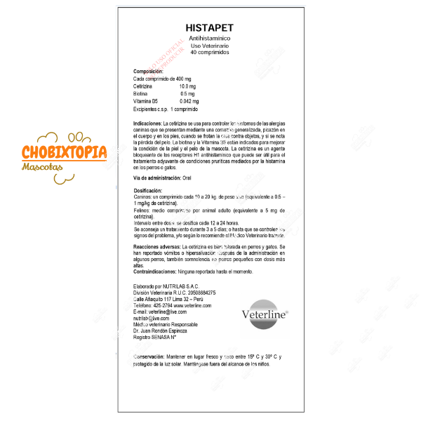 HISTAPET CAJA x 40 COMPRIMIDOS