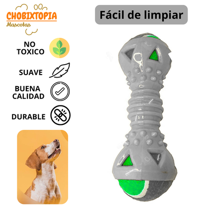 JUGUETE MANCUERNA DE GOMA CON PELOTA EXTRAIBLE PARA PERRO PLOMO