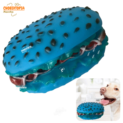 JUGUETE PARA MASCOTA-PERRO PAN CON HOT DOG-AZUL ELECTRICO