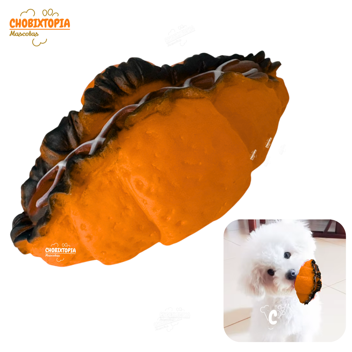 JUGUETE PARA MASCOTA-PERRO CROISSANT HOT DOG ANARANJADO