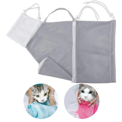 BOLSA DE ASEO DE MALLA PARA GATOS PLOMO