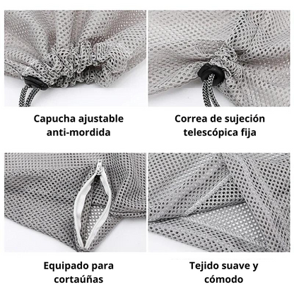 BOLSA DE ASEO DE MALLA PARA GATOS PLOMO