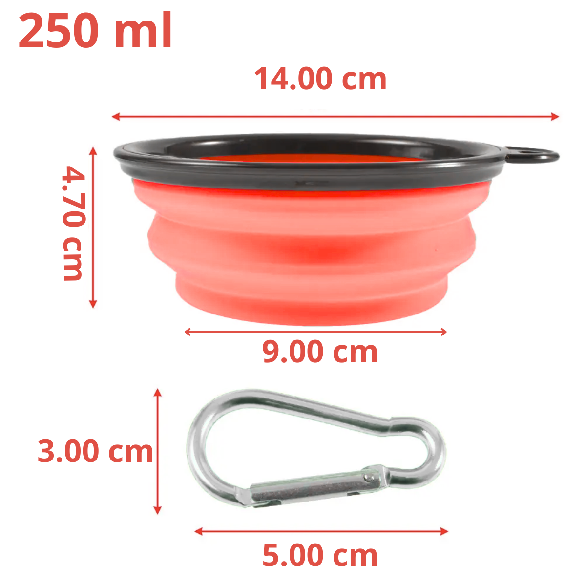 PLATO PLEGABLE PARA MASCOTA NUNBELL - CORAL 250 ML
