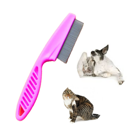 PEINE ANTI GARRAPATAS PIOJOS Y PULGAS PARA MASCOTAS ROSA GRANDE