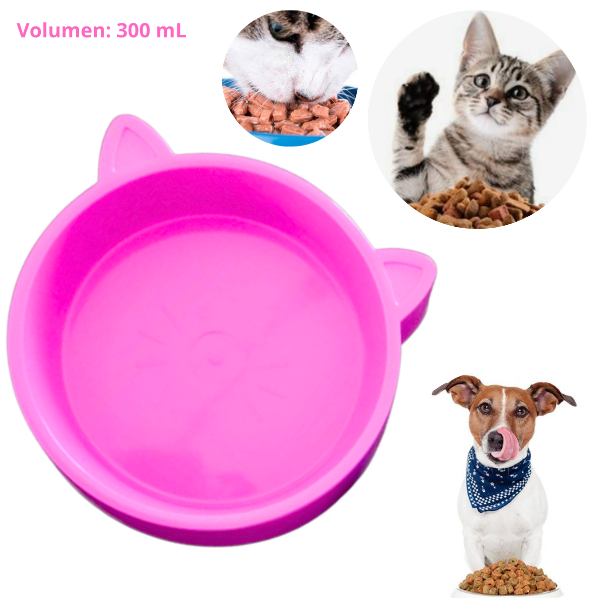 PLATO PARA MASCOTA OREJITAS FUCSIA x 300 ML