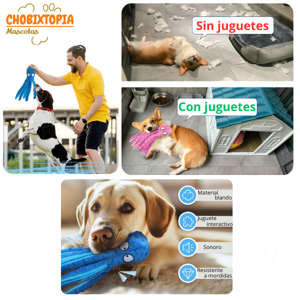 JUGUETE CHIRRIANTE PULPO SIN RELLENO PARA PERROS ROSA