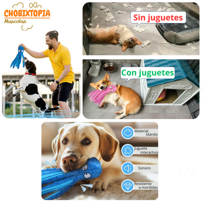 JUGUETE CHIRRIANTE PULPO SIN RELLENO PARA PERROS VERDE