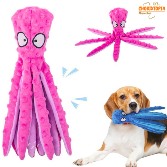 JUGUETE CHIRRIANTE PULPO SIN RELLENO PARA PERROS ROSA