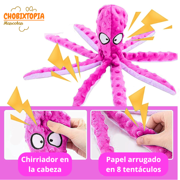 JUGUETE CHIRRIANTE PULPO SIN RELLENO PARA PERROS ROSA