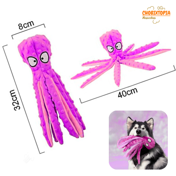 JUGUETE CHIRRIANTE PULPO SIN RELLENO PARA PERROS ROSA