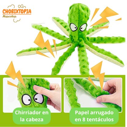 JUGUETE CHIRRIANTE PULPO SIN RELLENO PARA PERROS VERDE