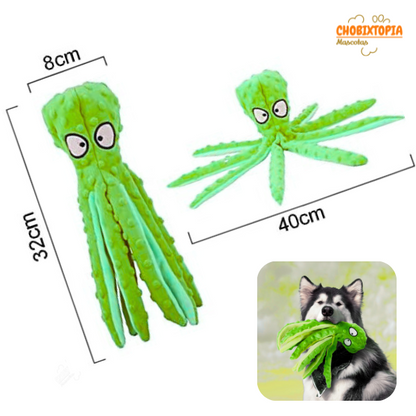 JUGUETE CHIRRIANTE PULPO SIN RELLENO PARA PERROS VERDE