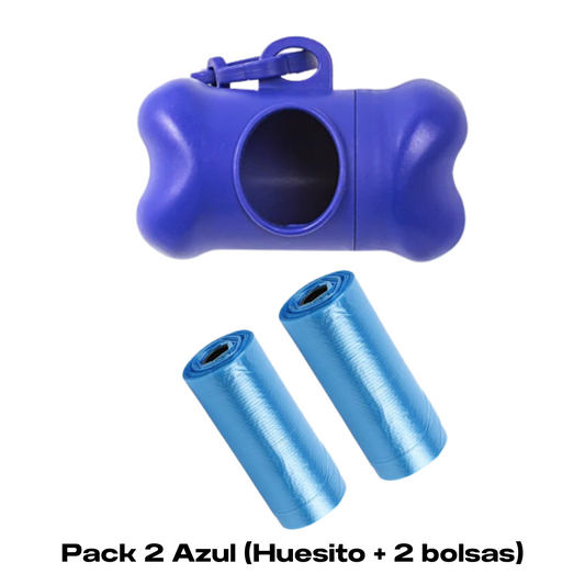 HUESITO PORTA BOLSAS PARA RESIDUOS DE MASCOTAS - AZUL + 1 REPUESTO