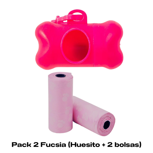 HUESITO PORTA BOLSAS PARA RESIDUOS DE MASCOTAS - FUCSIA + 1 REPUESTO