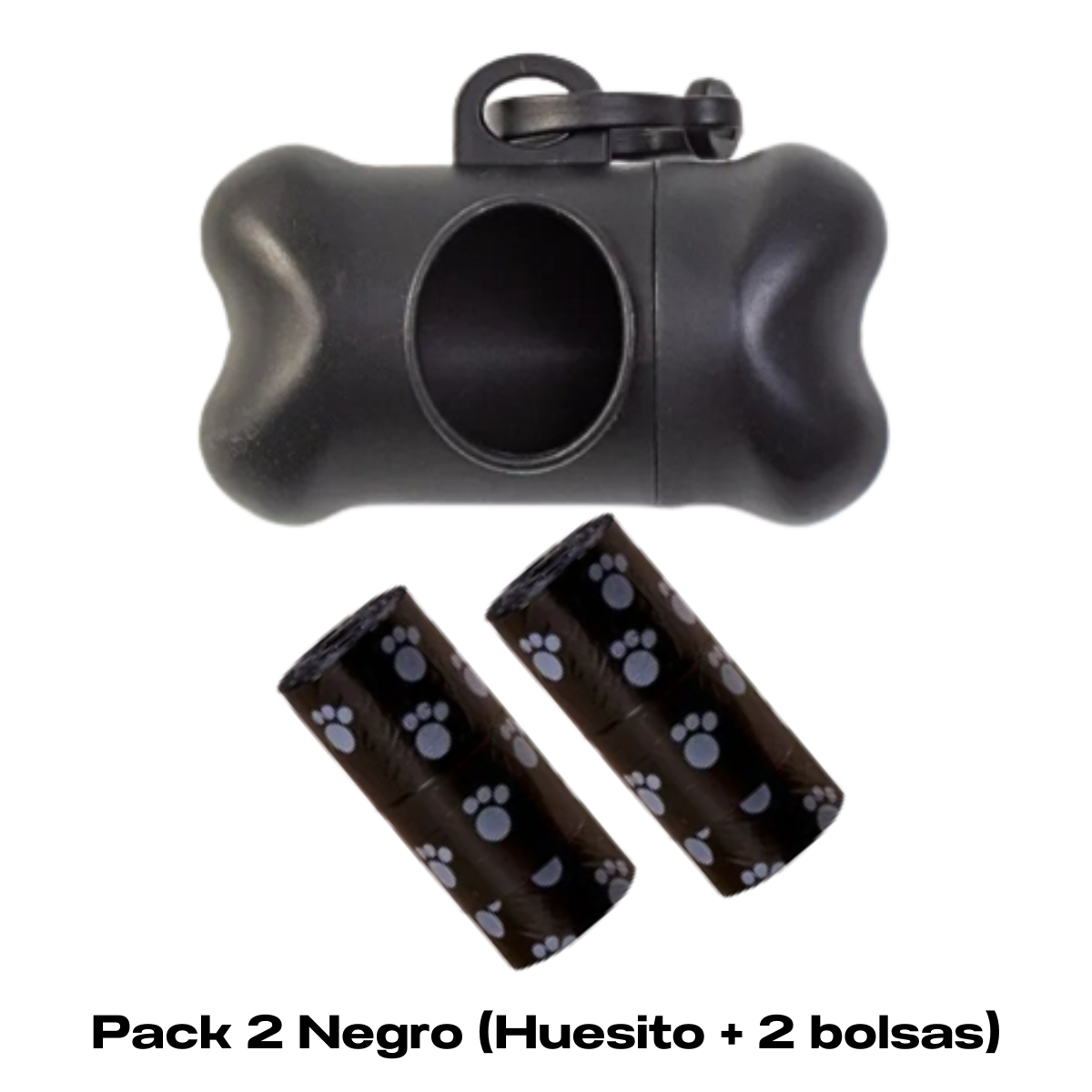 HUESITO PORTA BOLSAS PARA RESIDUOS DE MASCOTAS - NEGRO + 1 REPUESTO