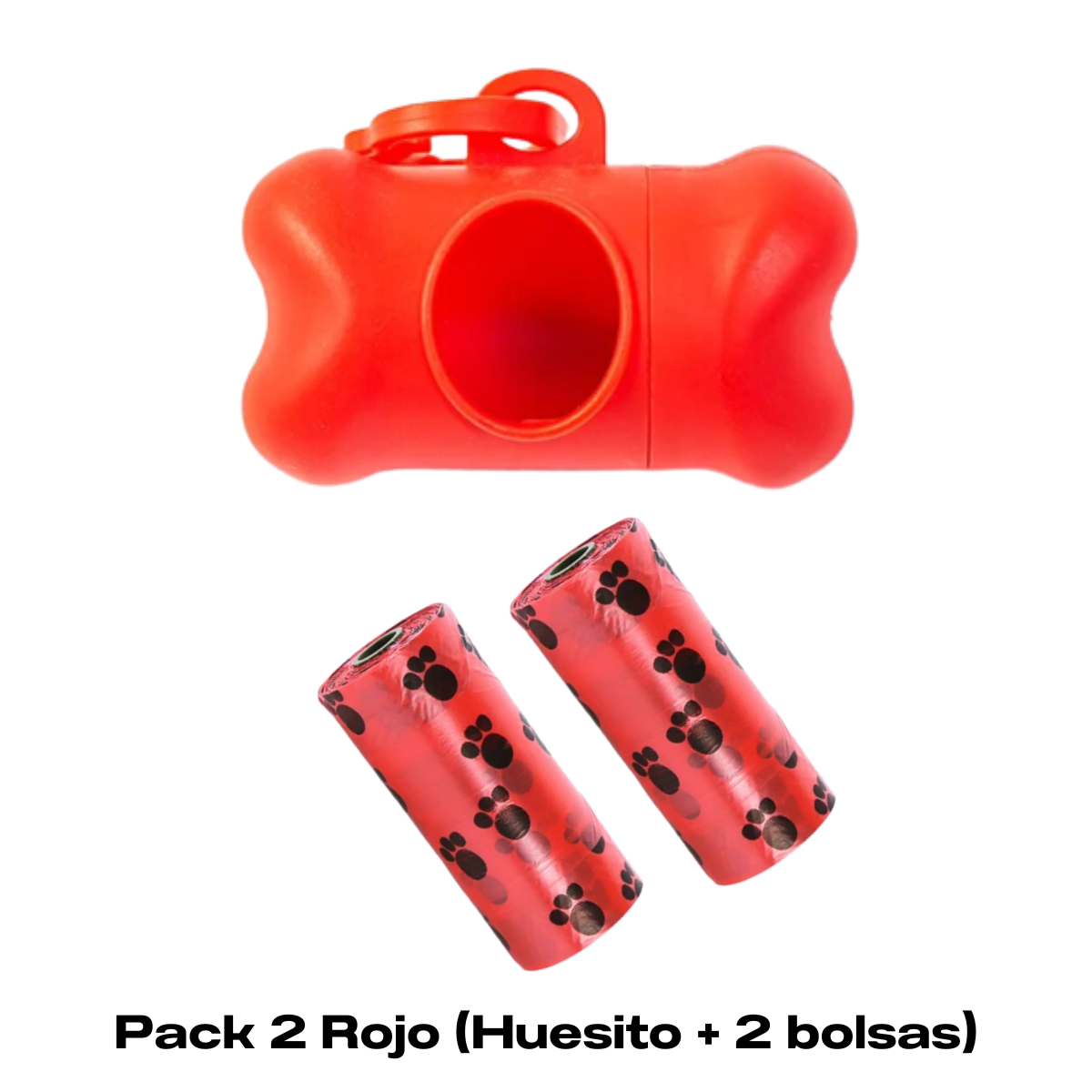 HUESITO PORTA BOLSAS PARA RESIDUOS DE MASCOTAS - ROJO + 1 REPUESTO