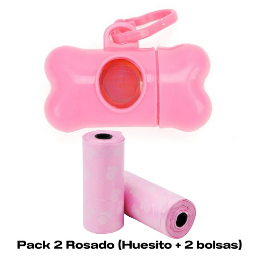 HUESITO PORTA BOLSAS PARA RESIDUOS DE MASCOTAS - ROSADO + 1 REPUESTO