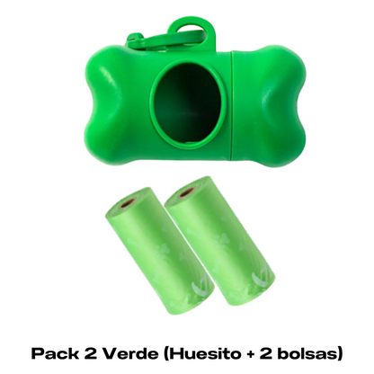 HUESITO PORTA BOLSAS PARA RESIDUOS DE MASCOTAS - VERDE + 1 REPUESTO