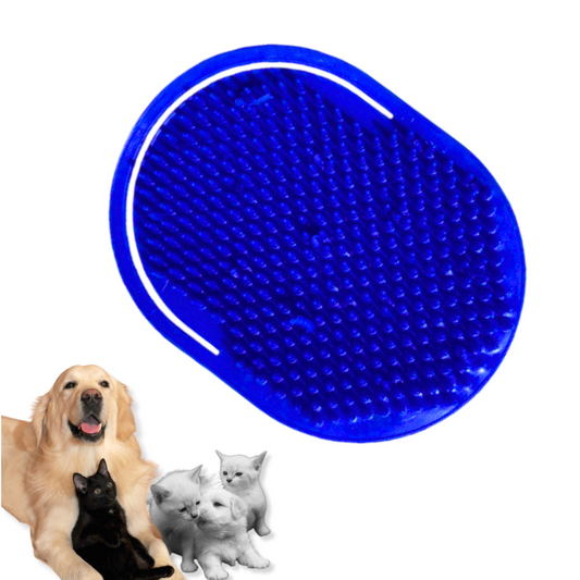 CEPILLO DE MANO PARA MASCOTAS PARA MASAJE Y BAÑO AZULINO