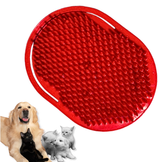 CEPILLO DE MANO PARA MASCOTAS PARA MASAJE Y BAÑO ROJO INTENSO
