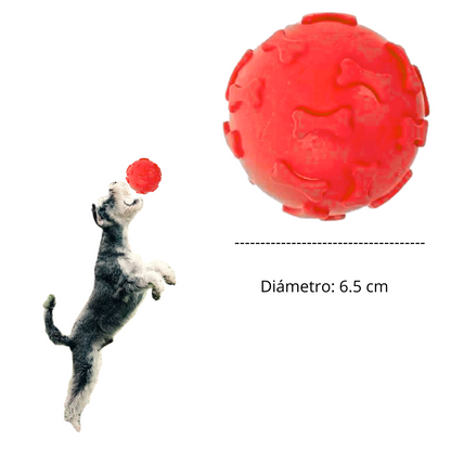 Pelota de Jebe para Perros Huesito Color ROJO