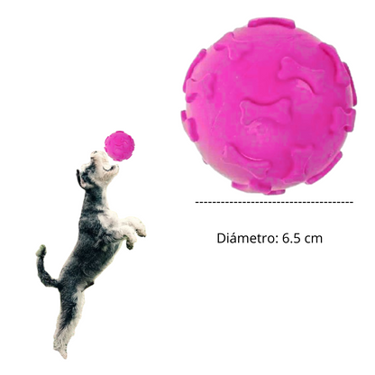 Pelota de Jebe para Perros Huesito Color FUCSIA