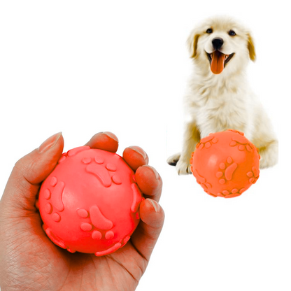 Pelota de Jebe para Perros Huellita Color ROJO