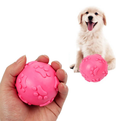 Pelota de Jebe para Perros Huellita Color FUCSIA