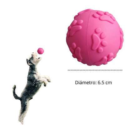 Pelota de Jebe para Perros Huellita Color FUCSIA