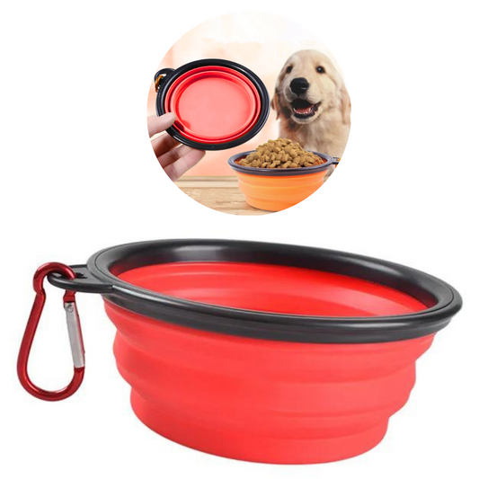 Plato portátil plegable para mascota - Rojo