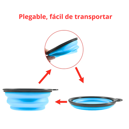 Plato portátil plegable para mascota - Azul