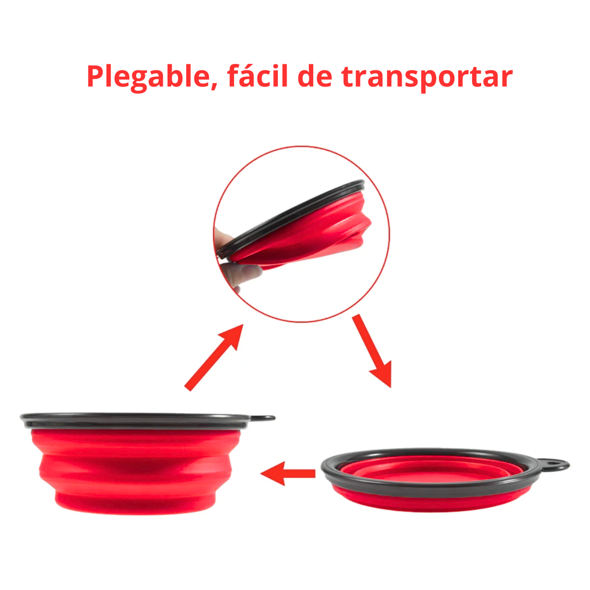 Plato portátil plegable para mascota - Rojo