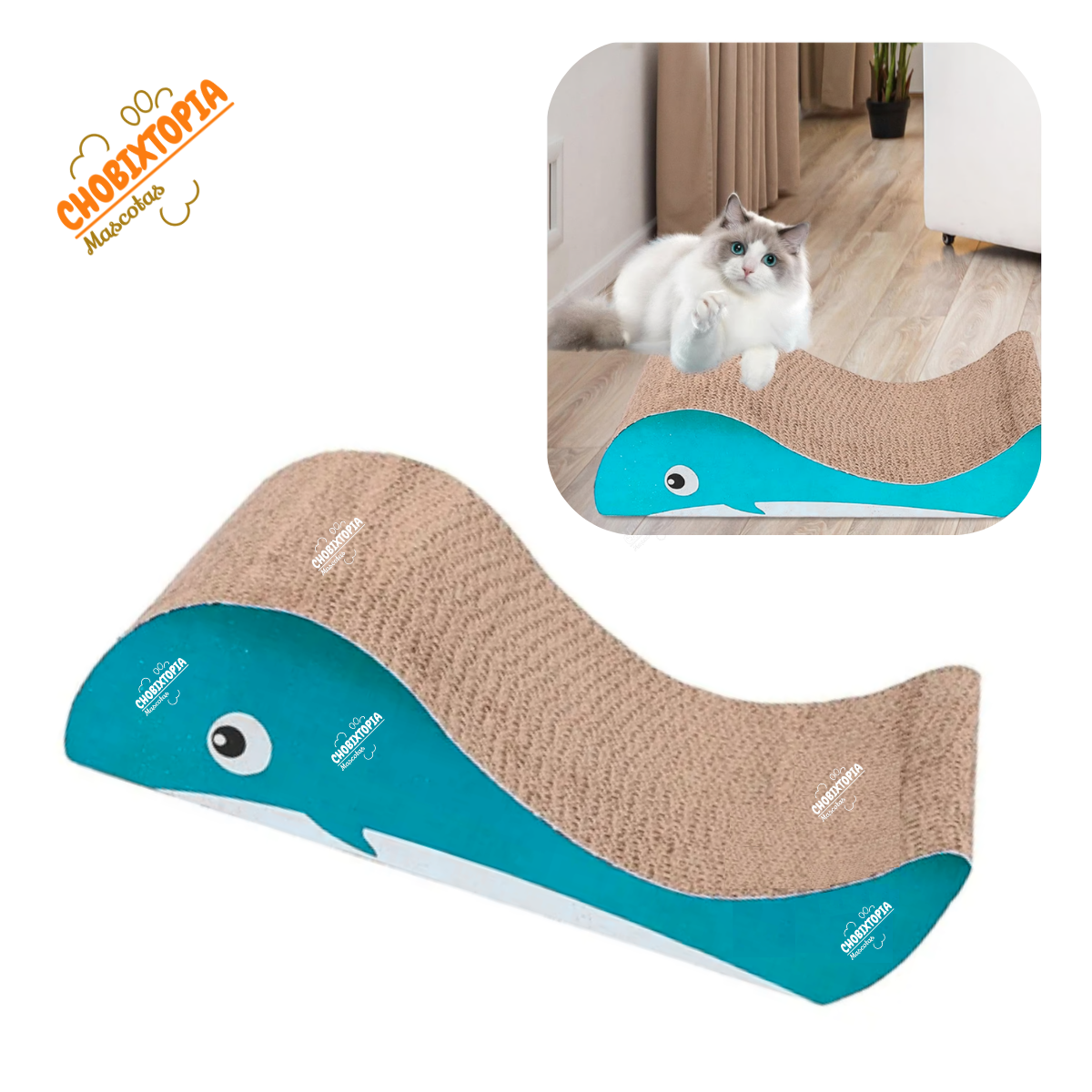 RASCADOR PARA GATOS FORMA DE BALLENITA