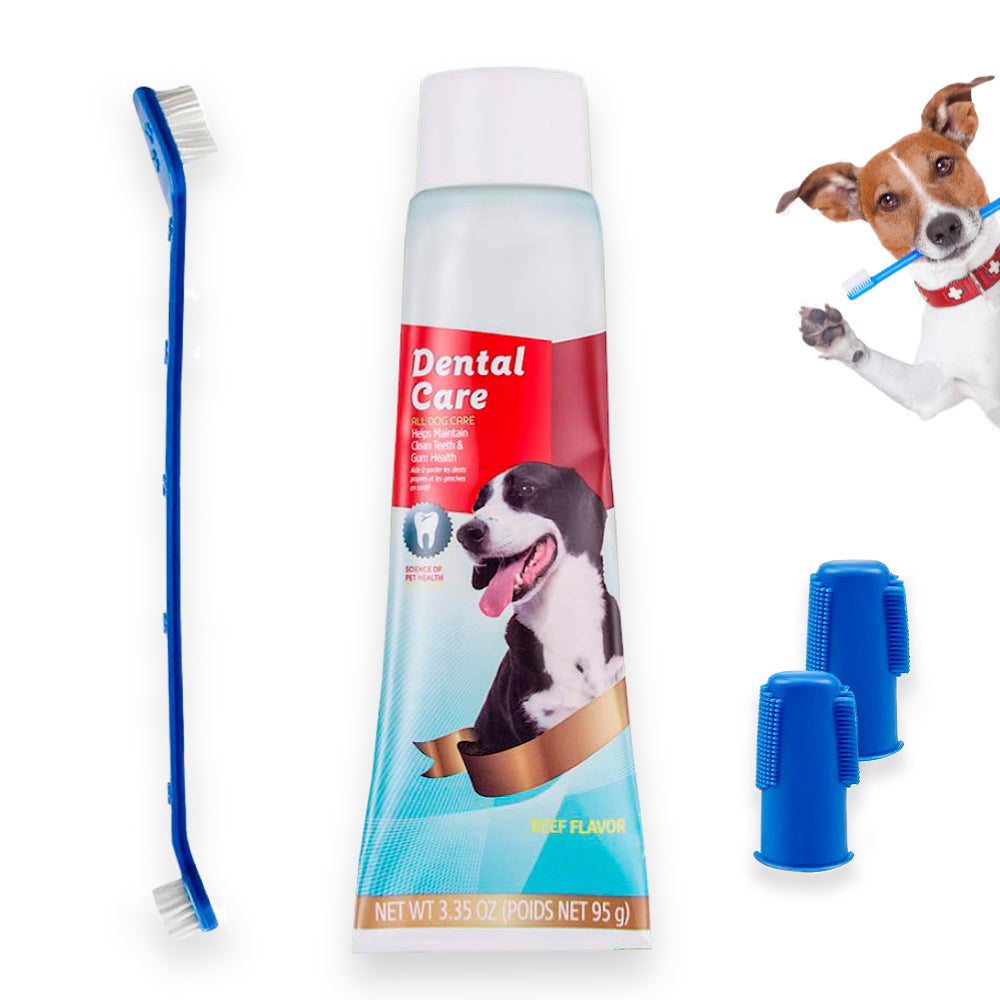 PASTA DENTAL PARA PERROS Y MASCOTAS - KIT