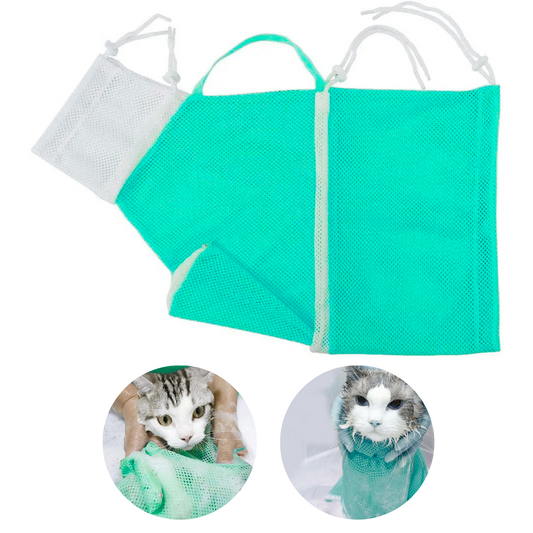 BOLSA DE ASEO DE MALLA PARA GATOS VERDE