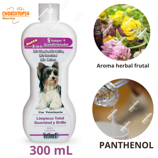 SHAMPOO VETLINEX PARA PERRO + ACONDICIONADOR 2 EN 1 300ML