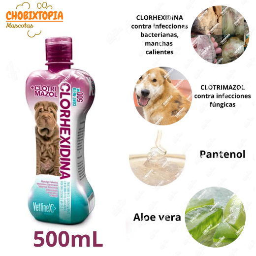 SHAMPOO MEDICADO RUFFO CLORHEXIDINA + CLOTRIMAZOL VETLINEX 500 mL