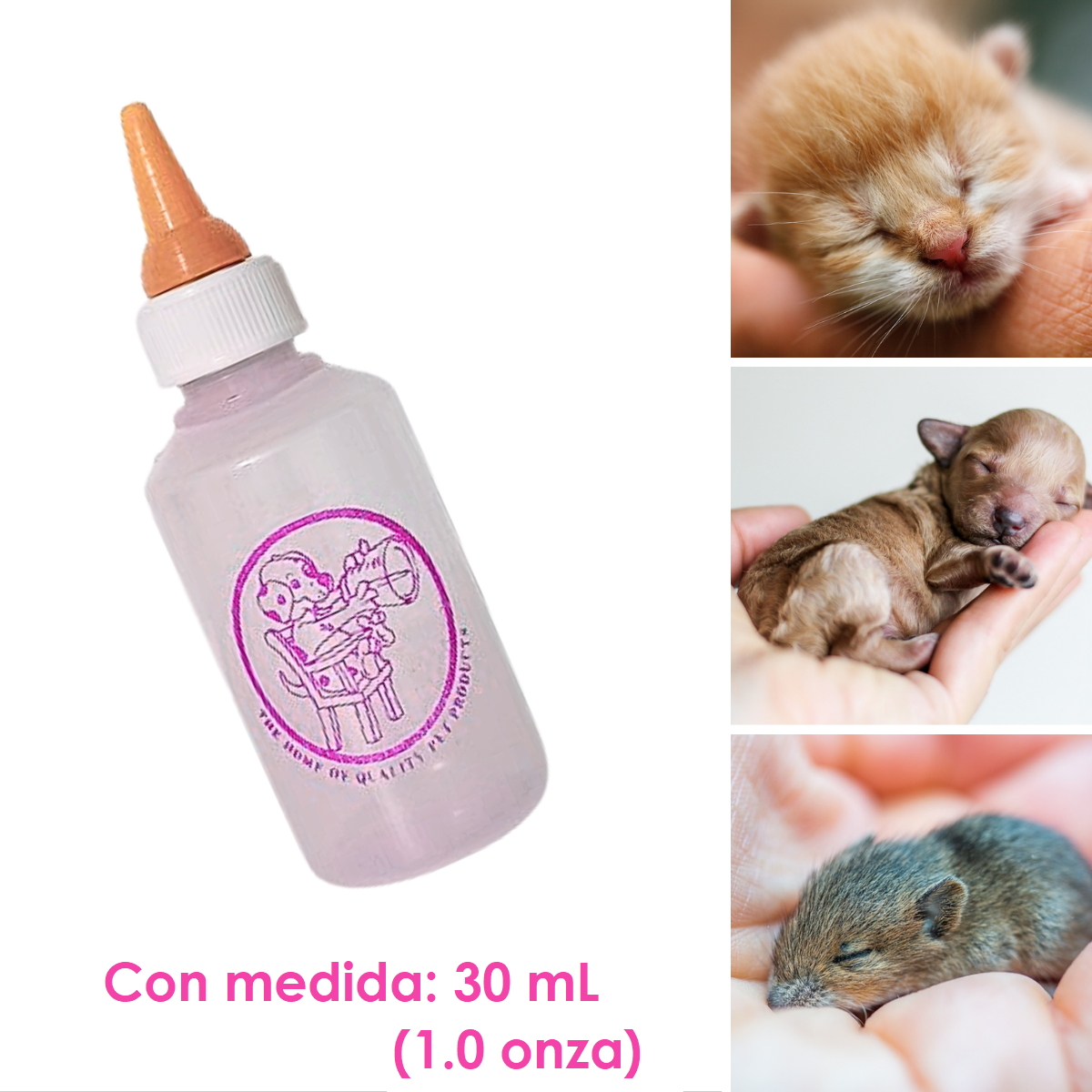 BIBERON PARA MASCOTAS PERRO GATO x 30 mL - ROSADO (1.0oz)