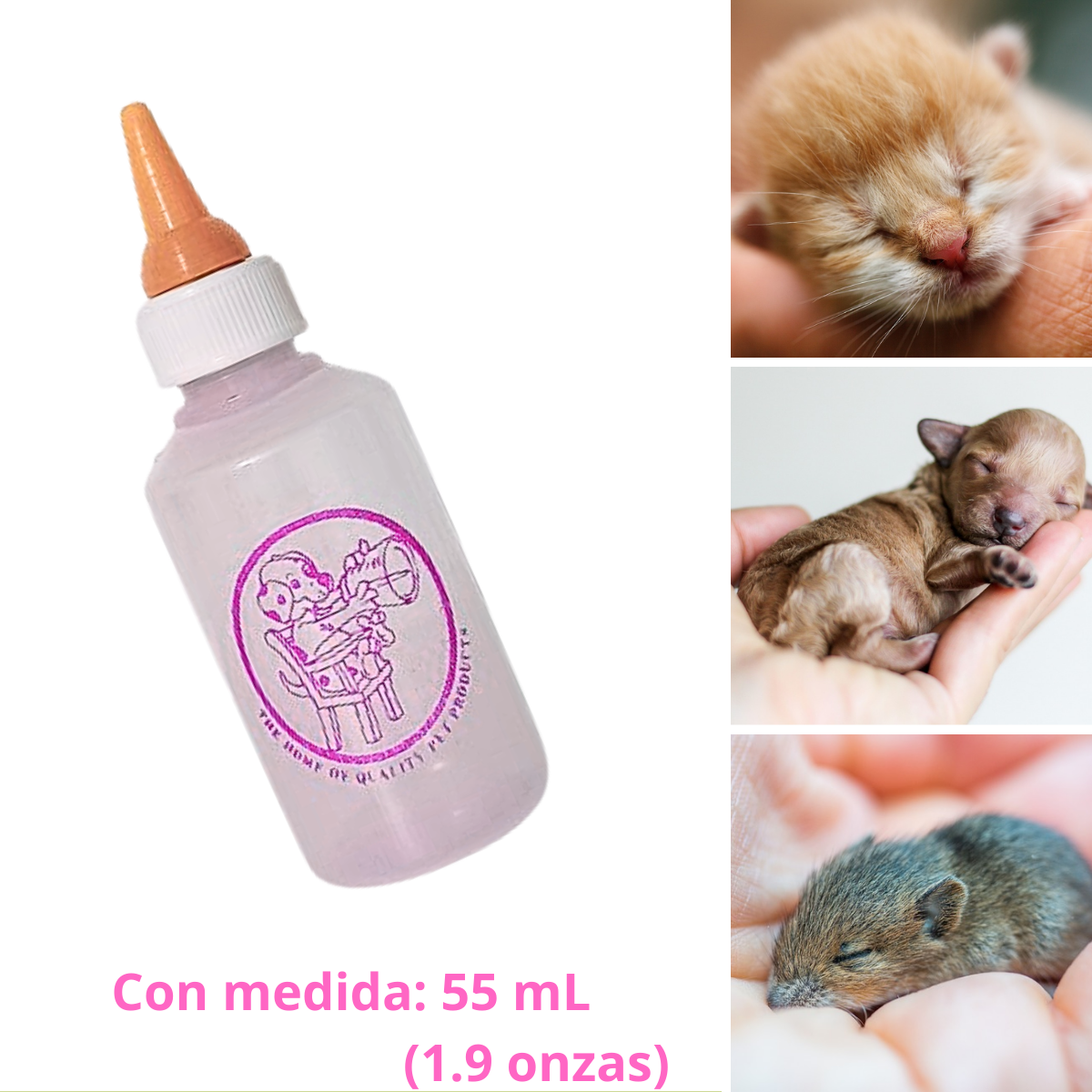 BIBERON PARA MASCOTAS x 55 mL - ROSADO (1.9oz)