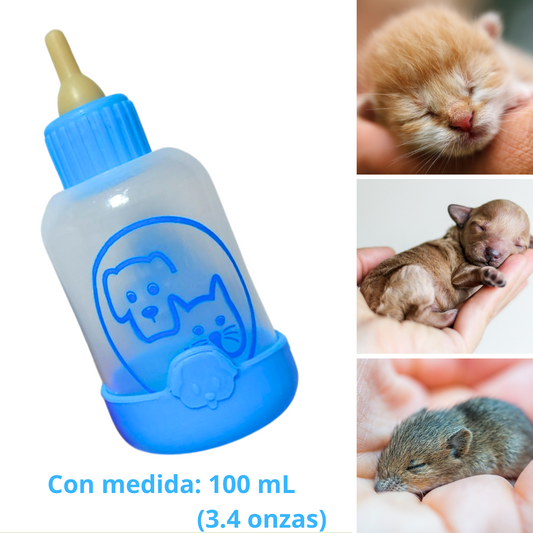 BIBERON PARA MASCOTAS CON BASE x 100 mL - CELESTE (3.4oz)