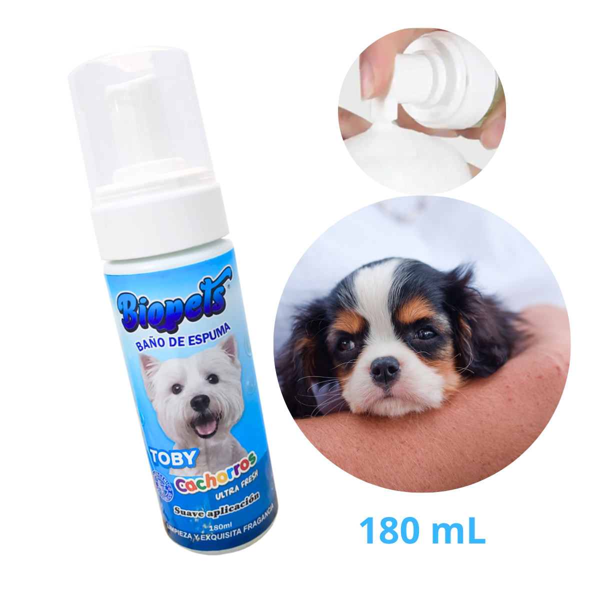 ESPUMA BAÑO EN SECO MASCOTA CACHORRO x 180 mL