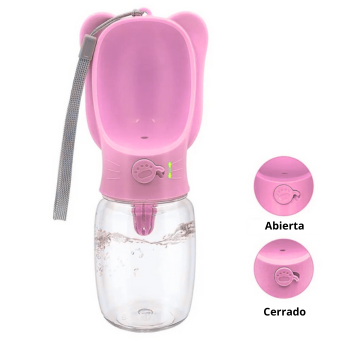 BOTELLA DE AGUA PORTATIL PARA MASCOTAS (ROSADO)