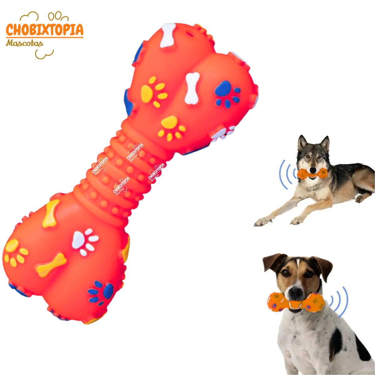 JUGUETE PARA MASCOTA PERRO HUESO ROJO